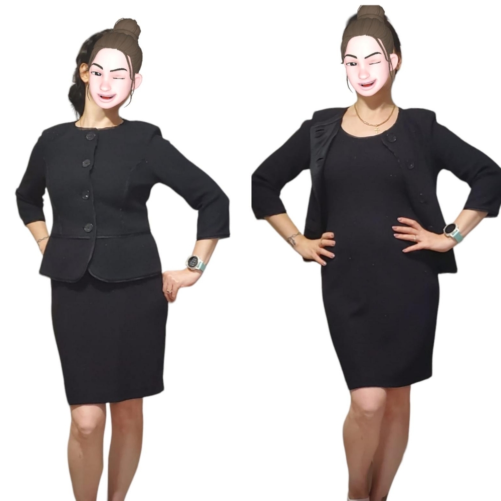 St. John Collection Black Wool blend Dress and Blazer set Sz 4 - Picture 1 of 16